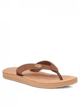 Image of UGG Tawney Logo Flip Flop - Chestnut, Size 5, Women