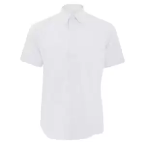 Image of Russell Collection Mens Short Sleeve Easy Care Tailored Oxford Shirt (16.5inch) (White)