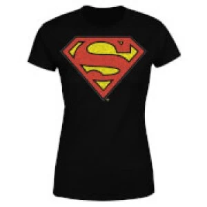 Image of DC Originals Official Superman Crackle Logo Womens T-Shirt - Black