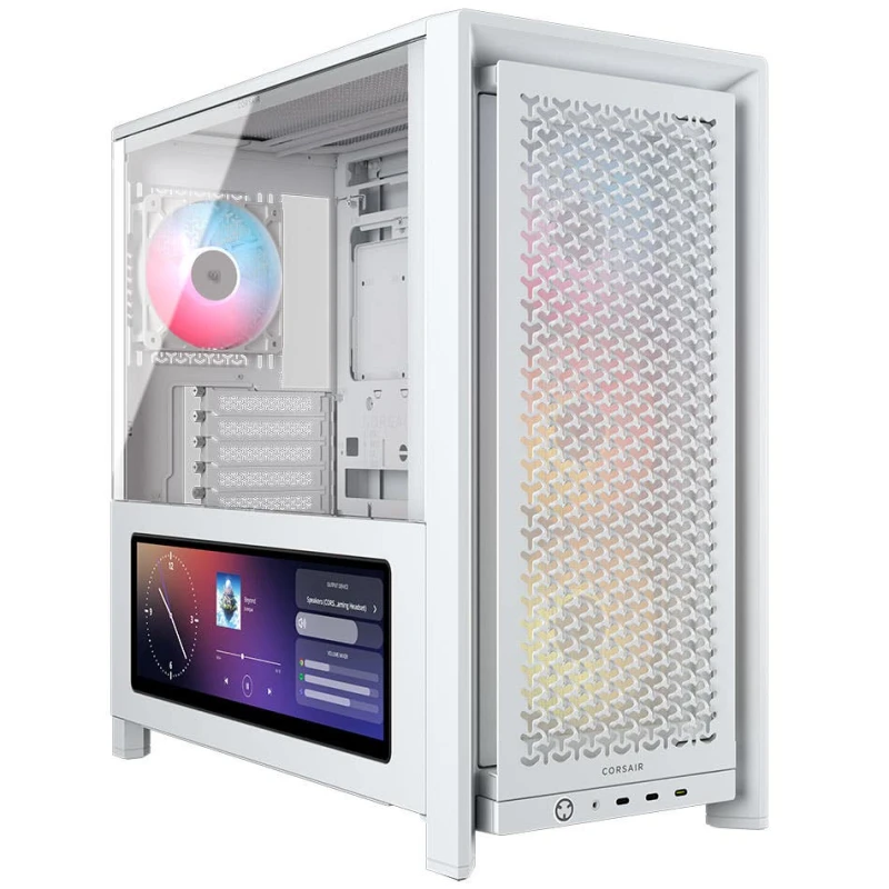 Image of Corsair Frame 4000D LCD RS ARGB Mid-Tower PC Case with 14.5" Xeneon Edge LCD - White - CC-9011327-WW