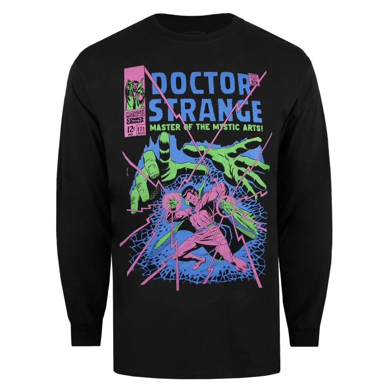 Image of Marvel Marvel Men Dr Strange Master Long Sleeve Cotton T-Shirt in Black Size: Medium Black M Male 5052777638349