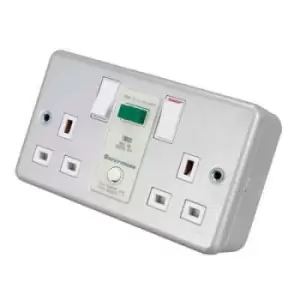 Image of Greenbrook 13A Dp 2 Gang Switched Rcd Socket Metal Clad - M22M
