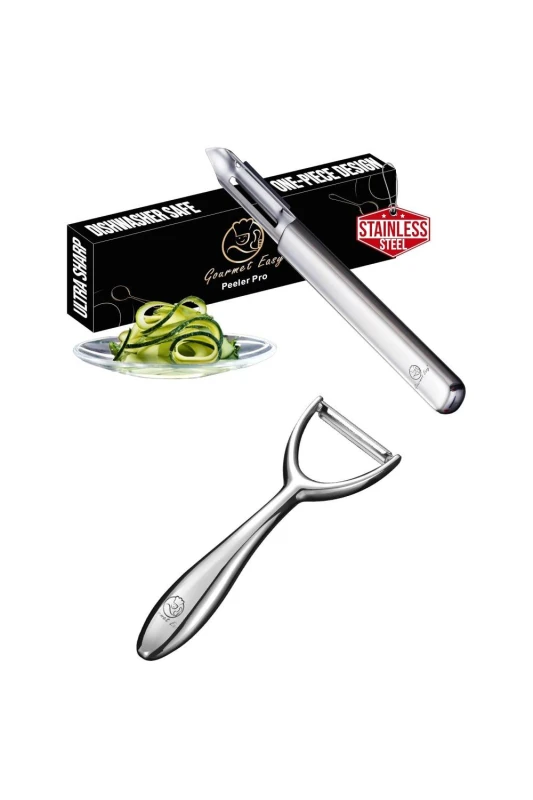 Image of Gourmet Easy Deluxe I-Shaped & Y-Shaped Stainless Steel Peeler Set - Silver Silver Unisex