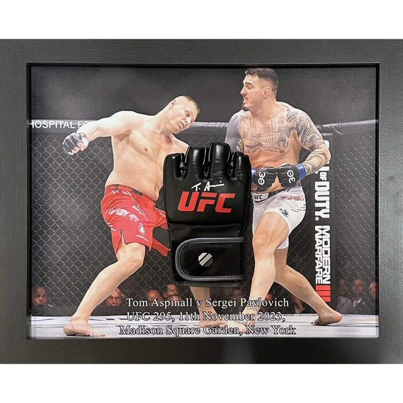 Image of AllStarSignings Ltd Tom Aspinall signed & framed UFC glove Black unisex One Size