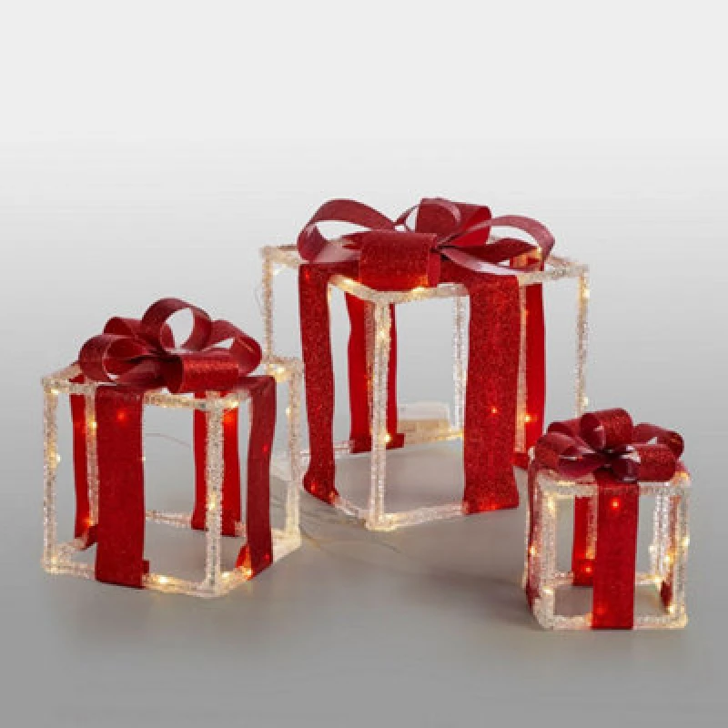 Image of The Christmas Workshop Light-Up White & Red Gift Boxes