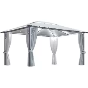Image of Vidaxl - Gazebo with Curtain&LED String Lights 4x3 m Cream Aluminium Cream