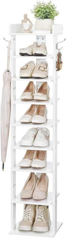 Image of Rafaelo Mobilia 9 Tier Shoe Rack Narrow White White Unisex