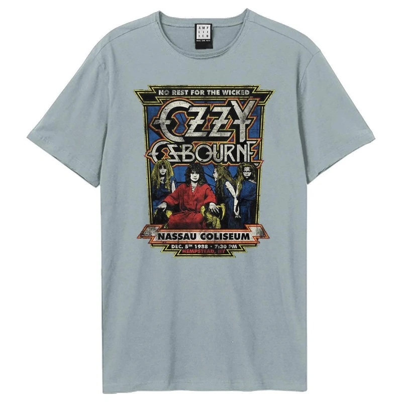 Image of Amplified Amplified Men No Rest For The Wicked Ozzy Osbourne T-Shirt in Pale Blue Size: X-Small Pale Blue XS Male 5063574138147