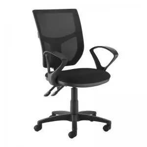 Image of Altino 2 lever high mesh back operators chair with fixed arms - black