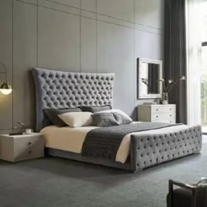 Image of Envisage Trade - Plexa Upholstered Beds - Plush Velvet, King Size Frame, Grey - Grey