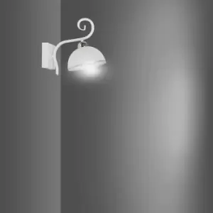 Image of Wivara White Dome Wall Lamp with White, Silver Glass Shades, 1x E27