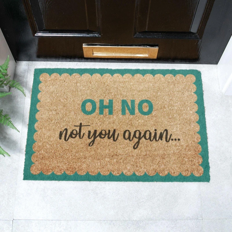 Image of Artsy Doormats Oh No Not You Again Blue Scallop Doormat (60 X 40Cm)