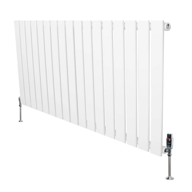 Image of Monstershop Flat Single Column Radiator & Valves - 600mm x 1190mm - White White Unisex