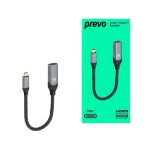 Image of PREVO USBC-HDMI-ADA video cable adapter 0.2 m USB Type-C HDMI Type A (Standard) Black Silver