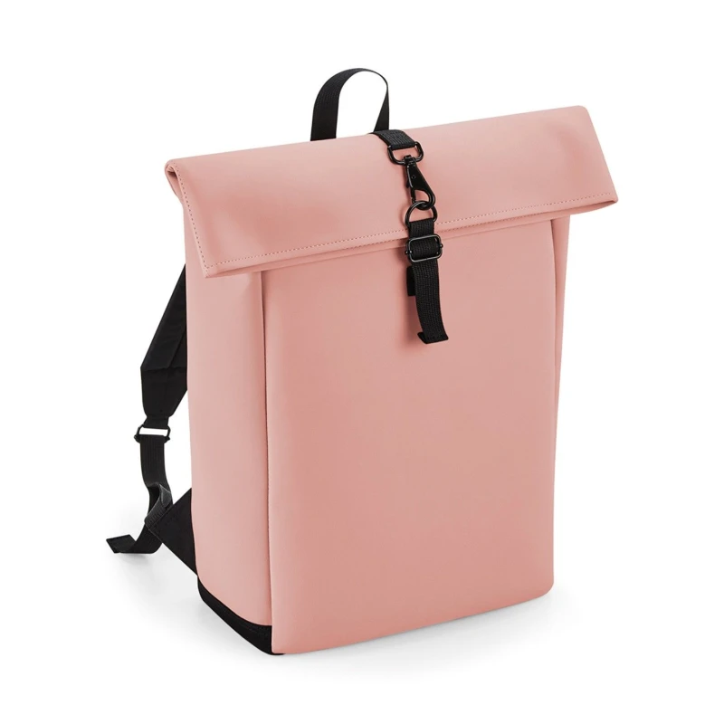 Image of Bagbase Mens Roll Top PU Backpack in Light Pink Light Pink Male