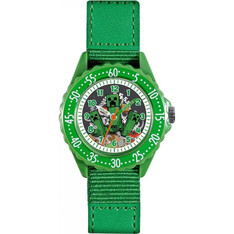 Image of Disney MIN9036ARG Minecraft 35mm Quartz Watch in Green Green Unisex One Size