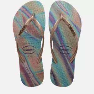 Image of Havaianas Womens Slim Iridescent Flip Flops - Sand Grey - UK 3/4