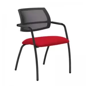 Image of Tuba Black 4 leg frame conference chair with half mesh back - Belize