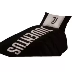 Image of Juventus FC Crest Duvet Cover Set (Single) (Black/White)