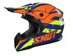 Image of SHOT Pulse Revenge Navy Orange Neon Yellow Glossy Offroad Helmet S