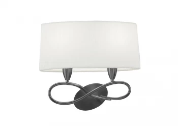 Image of Wall Lamp Switched 2 Light E27, Satin Nickel with White Shade