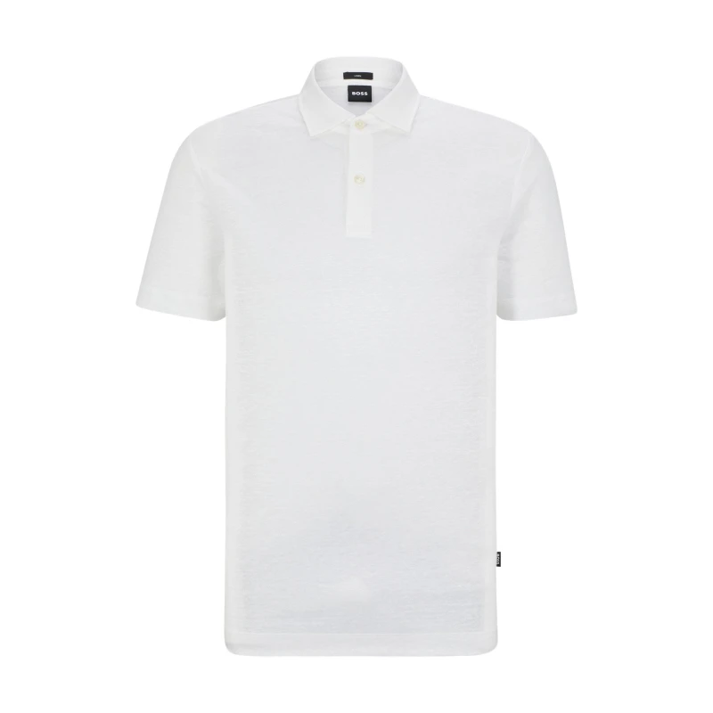 Image of Boss Mens Press Short Sleeve Polo Shirt White male M