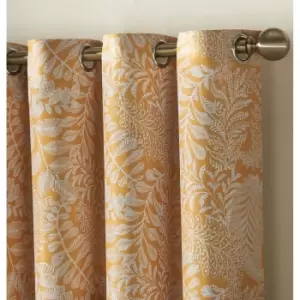 Image of Essential Living Fern Eyelet Ring Top Curtains Ochre 228cm x 274cm