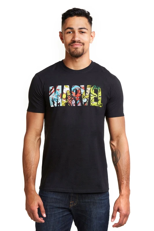 Image of Marvel Comics Logo T-Shirt - Black 2XL