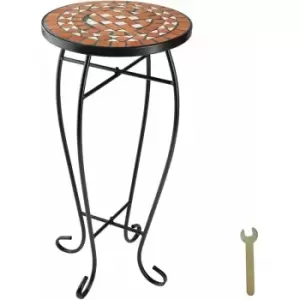 Image of Balcony table with mosaic pattern (30x30x61.5cm) - outdoor table, small garden table, round garden table - terracotta - terracotta