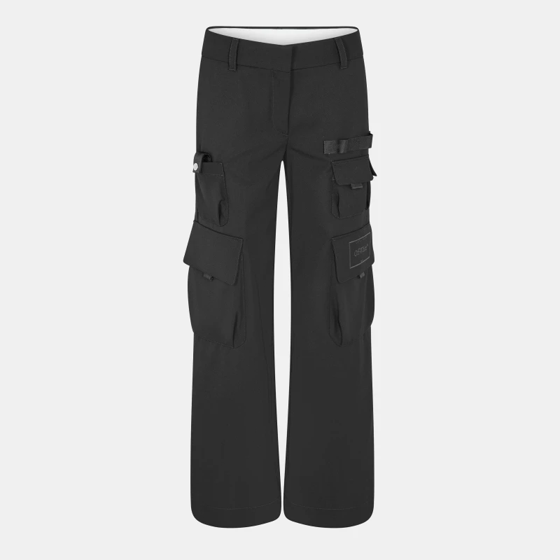 Image of Off White Womens Relaxed Cargo Trousers Black female 6 (2XS)