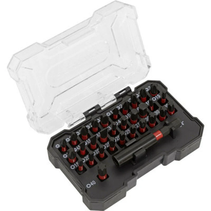 Image of Loops 42 Piece Impact Grade Power Tool Bit Set - S2 Steel Bits - Plastic Storage Case Metallics