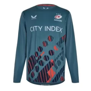 Image of Castore Saracens Long Sleeve Training Shirt - Blue