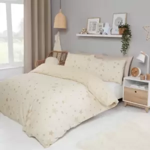 Image of Dreamscene Galaxy Stars Duvet Cover With Pillowcase Kids Bedding Set Cream Gold Stars Junior