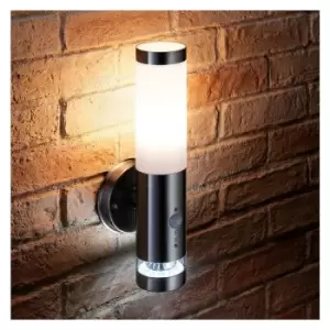 Image of Auraglow - Brushed Chrome Dual Function PIR Infrared Motion Sensor Detector LED Wall Light (Warm White)