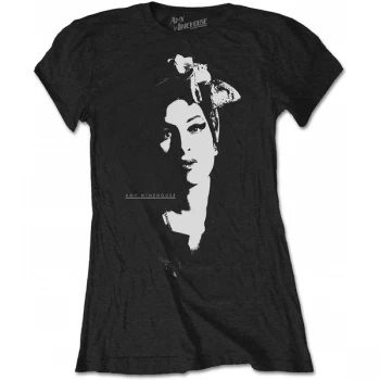Image of Amy Winehouse Scarf Portrait Ladies Medium T-Shirt - Black