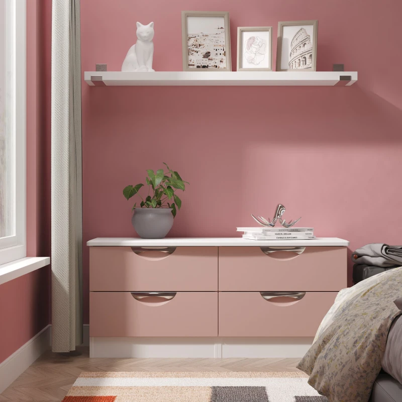 Image of Ready Assembled 2 U Holborn 4 Drawer Bed Box (Ready Assembled) in Dusty Pink Dusty Pink Unisex