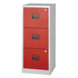 Image of Bisley 3 Drawer A4 Home Filer GreyRed BY78728