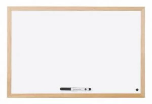 Image of Bi-Office Drywipe Whiteboard Wood Frame 400mm X 300mm