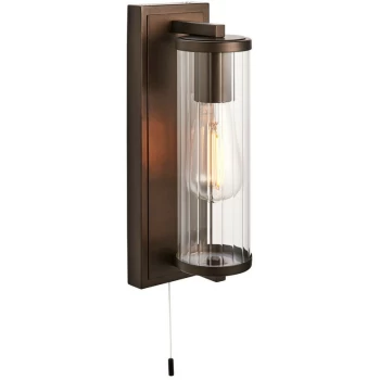Image of Merano Lighting - Merano Como Bathroom Wall Lamp Dark Bronze Paint & Clear Ribbed Glass IP44