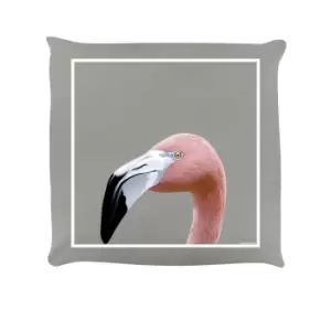 Image of Inquisitive Creatures Flamingo Filled Cushion (One Size) (Grey)