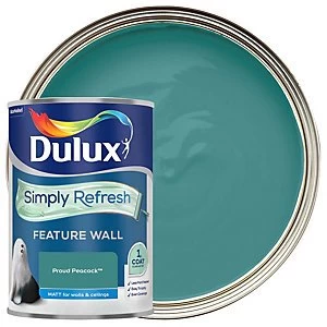 Image of Dulux Simply Refresh One Coat Proud Peacock Matt Emulsion Paint 1.25L