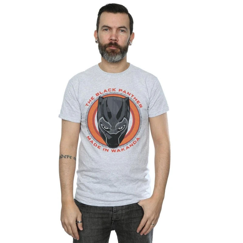 Image of Marvel Marvel Men Black Panther Made in Wakanda Red T-Shirt in Grey Size: Small Grey S Male 5057736547113
