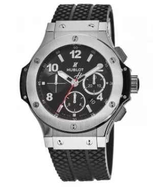 Image of Hublot Big Bang 44mm Classic Steel Black Chronograph Rubber Strap Mens Watch 301.SX.130.RX 301.SX.130.RX