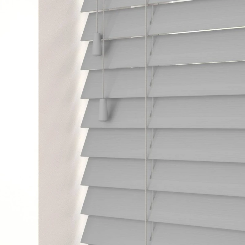 Image of Blinds Outlet Faux Wood String Venetian Blind in Light Grey Size: 105cm width x 120cm drop Light Grey Unisex 105cm width x 120cm drop