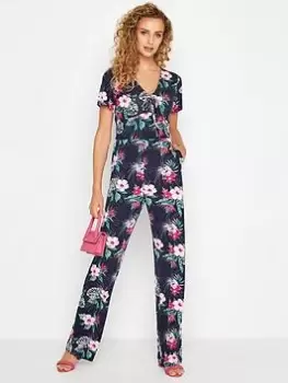 Image of Long Tall Sally Long Tall Sally Tropical Floral Jumpsuit, Navy, Size 20, Women