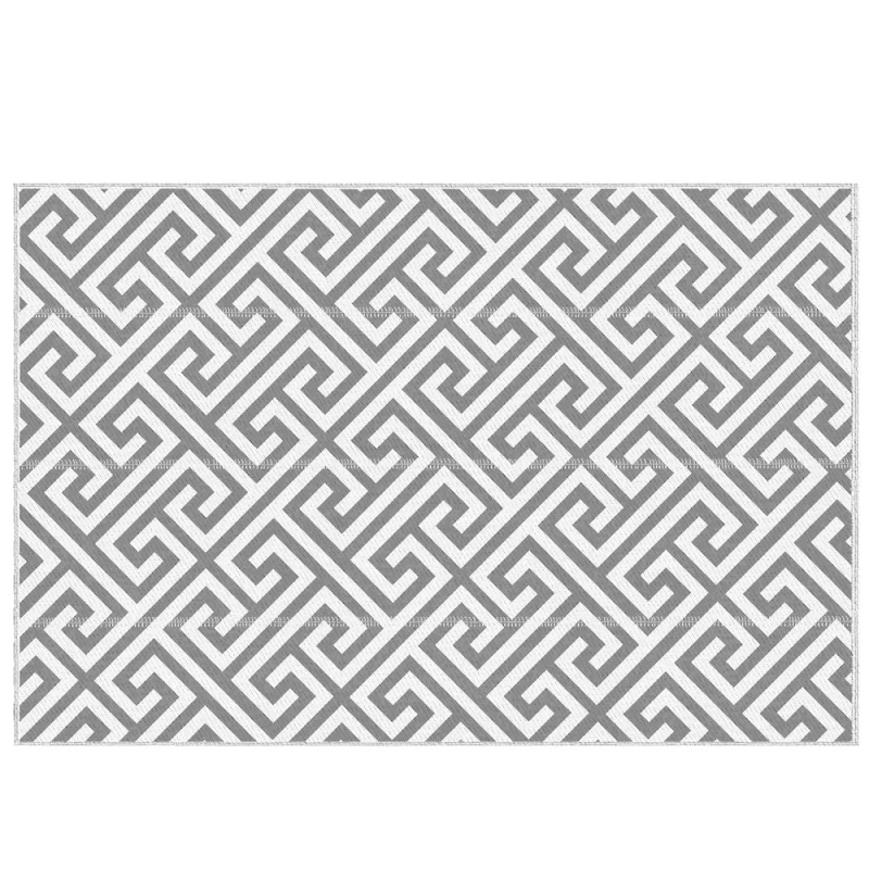 Image of Outsunny 152x243cm Outdoor Plastic Straw Rug, Grey 844-479V01LG