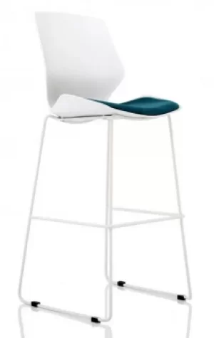 Image of Florence White Frame High Stool in Maringa Teal