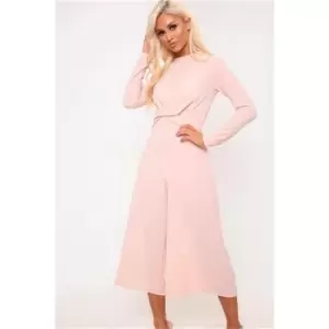 Image of I Saw It First Twist Front Long Sleeve Jumpsuit - Pink