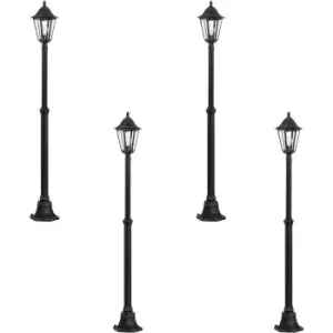 Image of 4 PACK IP44 Outdoor Bollard Light Black & Silver Lantern 2000mm Post 60W E27