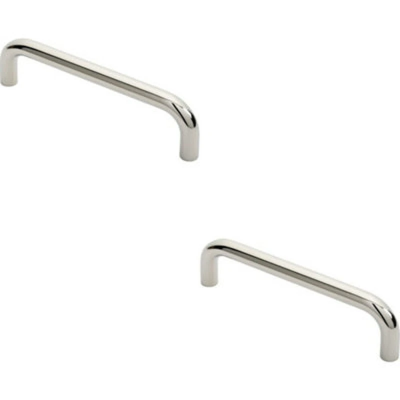 Image of Loops 2x Round D Bar Pull Handle 244 x 19mm 225mm Fixing Centres Bright Steel Metallics unisex